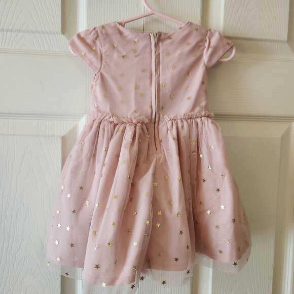 Carters Baby Girls Light Pink Tulle Dress Gold Star Print with Diaper Cover 9M - Picture 6 of 10